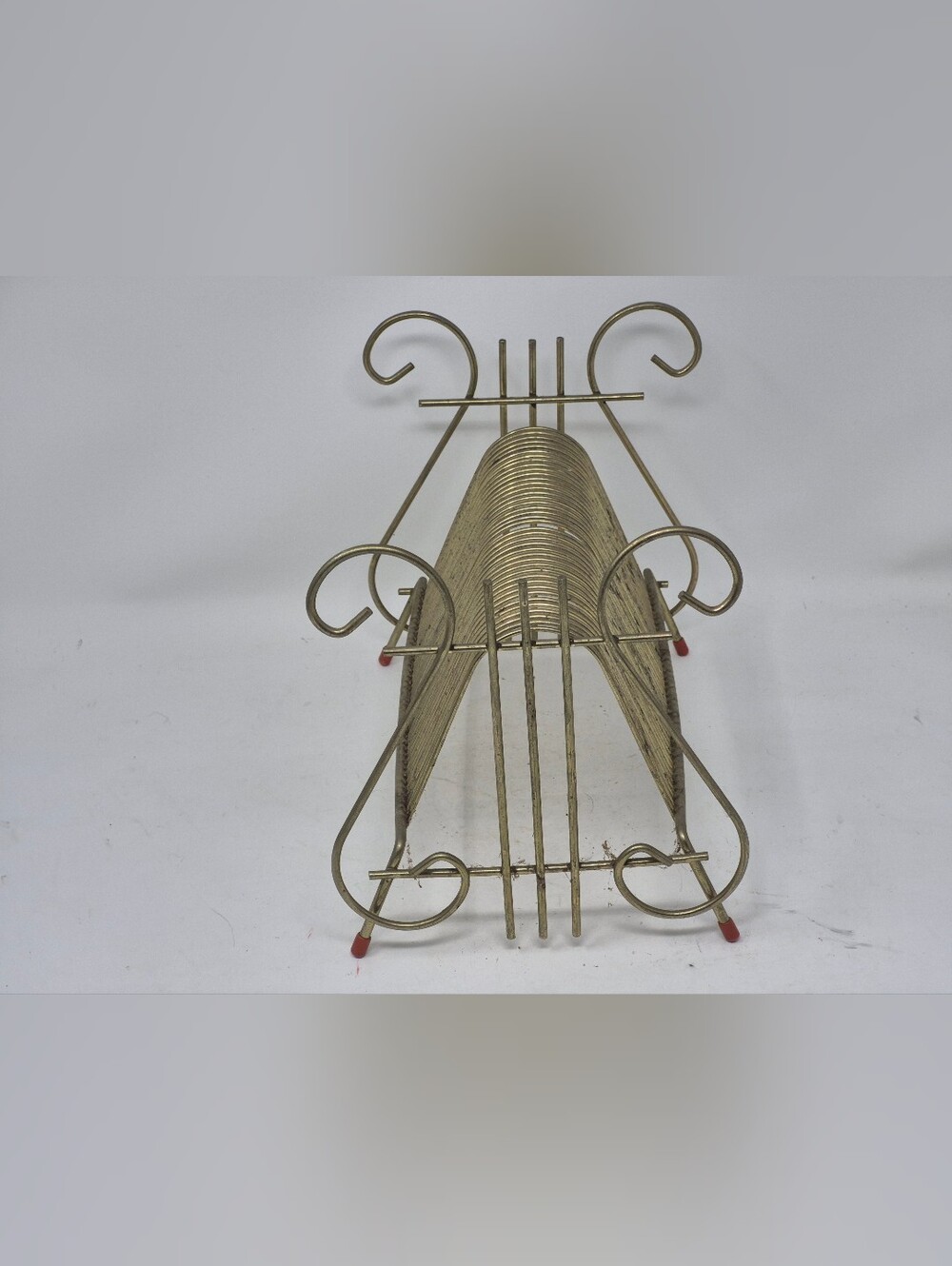 Vintage Brass Tone Wire Table Top Record Holder